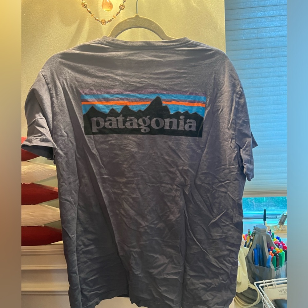 Men’s Slim Fit Patagonia P-6 Logo Responsibili-Tee Shirt Light Blue